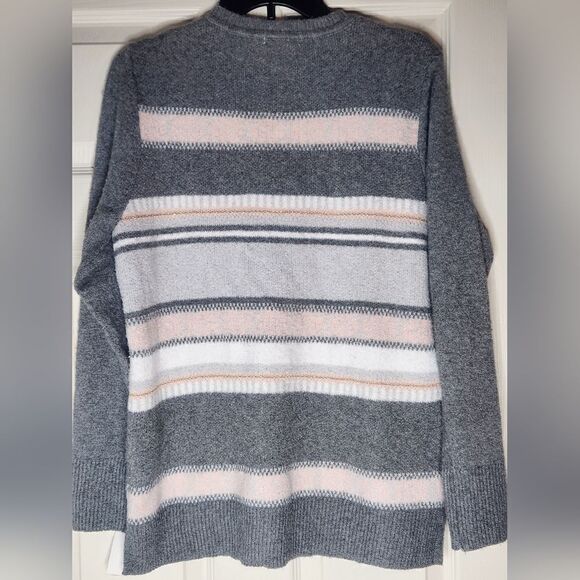 NWT Croft & Barrow M Women's  Pullover Longsleeve Knit Sweater Gray Striped  $44 - Picture 8 of 8